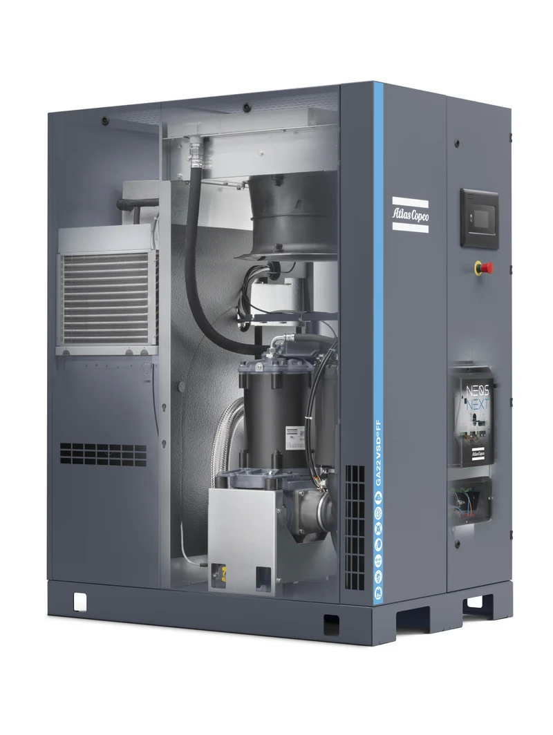 Compressore a vite lubrificato 22 kW 13 bar GA22VSDS FF A 13 meac 400 50 Abac
