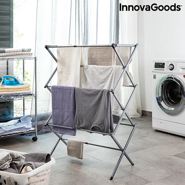 Secadora de Ropa Metálica Plegable y Extensible 3 Niveles Cloxy InnovaGoods (11 Barras)
