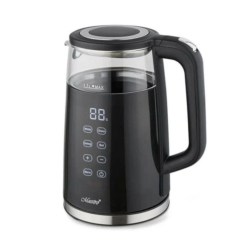 Hervidor Feel Maestro MR-049 Negro Cristal Transparente Vidrio de Borosilicato 2200 W 1,7 L