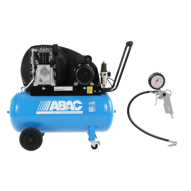 Expert A39B CM3 - Compressore a pistone - Avviamento a cinghia - Monofase 90lt + Gonfiagomme G-580 con adattatori Abac