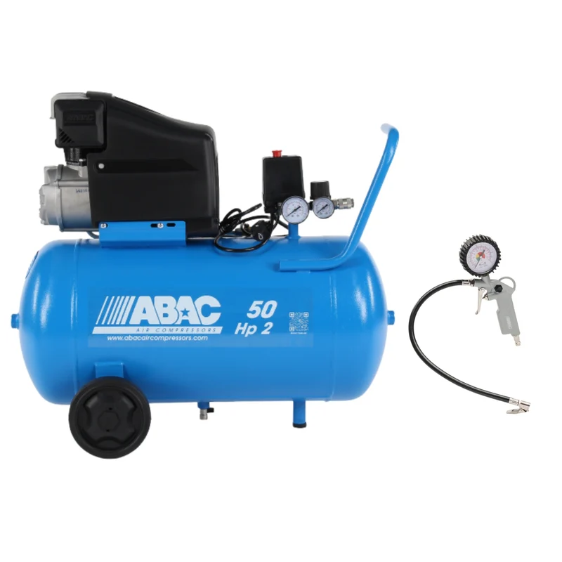 Expert A29B CM2 - Compressore a pistone - Avviamento a cinghia - Monofase 50lt + Gonfiagomme G-580 con adattatori Abac