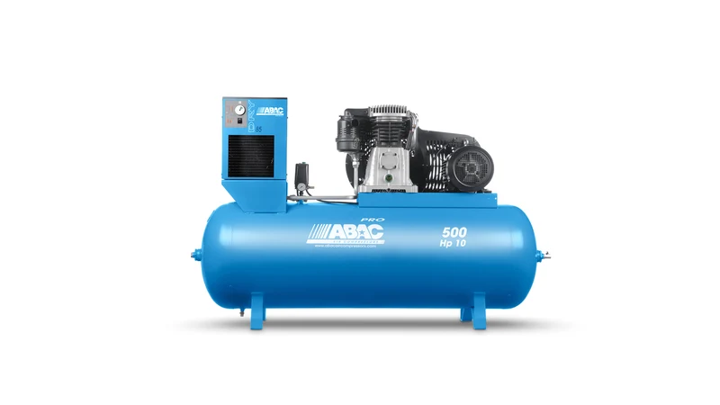 Compressore a pistoni bistadio a cinghia B7000 con essiccatore integrato, su serbatoio Abac