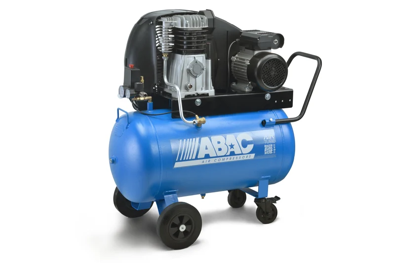 Compressore a pistoni a cinghia A39B 3 HP su serbatoio 90 l, monofase, carrellato Abac