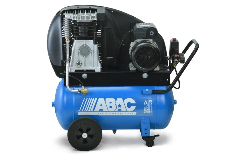 Compressore a pistoni a cinghia A39B 3 HP su serbatoio 50 l, monofase, carrellato Abac