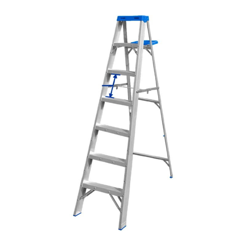 Wadfow Escalera de Aluminio 7 Escalones con Bandeja 150 Kg, WLD4H07